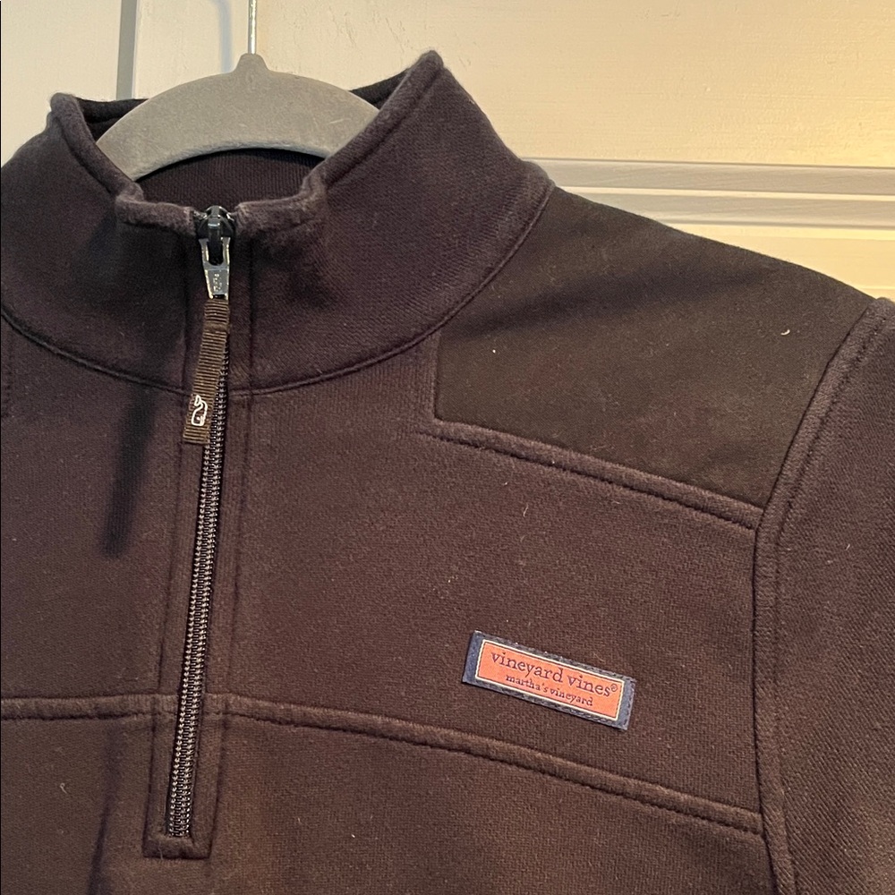 Vineyard Vines Black Quarter-Zip Pullover with Pink Logo - Picture 2 of 7
